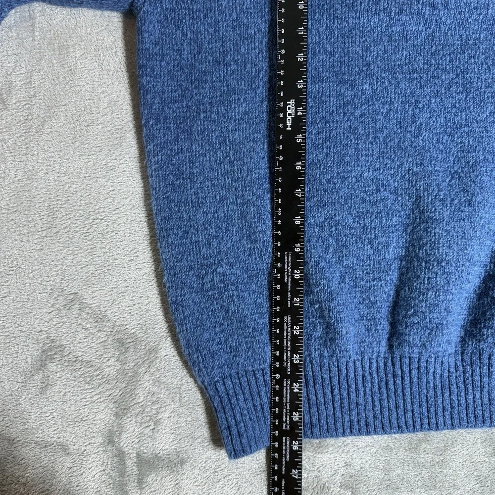 IZOD Sweater Mens Medium Blue Fair Isle Pullover Button Neck Winter Knit Cotton